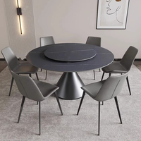Table ronde de plaque de roche italienne CZ-05 simple blanc pur crème vent maison table ronde petit restaurant familial table de repas