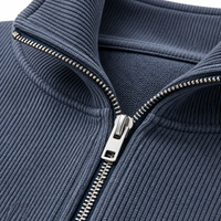 Sweat-shirt à col zippé vintage en velours côtelé personnalisé de qualité supérieure, pull ample épais 400 g/m² pour homme, style streetwear uni