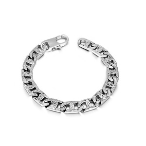 European American Minimalist <b>Titanium</b> Steel <b>Chain</b> Bracelet 21.5 Cm Length Men's Metallic Horseshoe Design CE248 - Product Image 1
