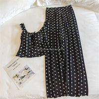 Ensemble de pyjamas minimalistes 2 pièces pour femmes, motif floral à pois, en modal, rembourré, tenue d'intérieur et de détente pour femmes