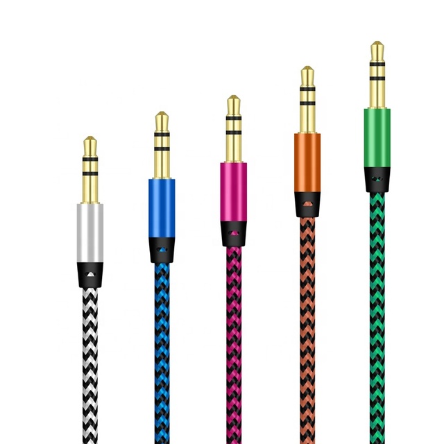 Cantell Cheap Price PVC Braided 3.5mm Male to Male Aux Audio Cable 1m Pure Copper Conductor for Speaker DVD Player