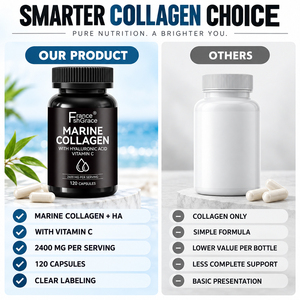 Capsules de collagène marin Shecome 2400 mg, acide hyaluronique, vitamine C pour l'hydratation de la peau des adultes, anti-âge, soutien articulaire - Product Image 6