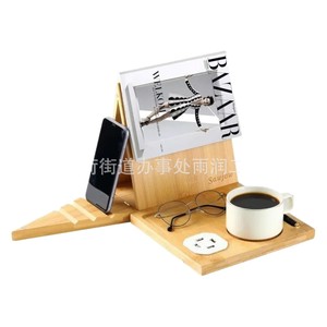 Wooden Tablet <b>Stand</b> Desktop Triangular Phone Bookshelf Adjustable Solid Wood Modern Simple Style - Product Image 1