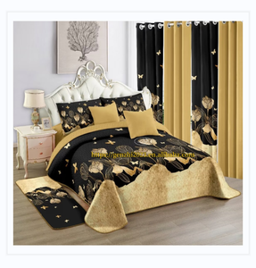 En EE. UU. Juego <span class=keywords><strong>de</strong></span> colcha <span class=keywords><strong>de</strong></span> colchón <span class=keywords><strong>de</strong></span> tamaño king para cama, 12 Uds., juego <span class=keywords><strong>de</strong></span> cama, sábanas planas ajustadas, colcha negra y dorada - Product Image 1