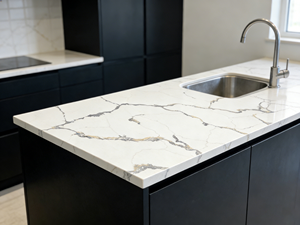 Lastra di Quarzo Artificiale Calacatta Bianco Premium per Piani Cucina e Isole, 3200x1600 mm, Vendita Diretta dalla Fabbrica - Product Image 4