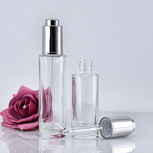 Chai nhỏ giọt thủy tinh hình trụ tròn cao mỏng, vòi nhấn xoay, mẫu miễn phí, 1oz 40ml 50ml, nắp bạc, dùng cho dầu/tinh chất - Product Image 5