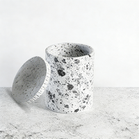 Ensemble d'accessoires de salle de bain en résine terrazzo noir et blanc, 7 pièces, écologique, distributeur de savon, porte-brosse de toilette, poubelle pour maison moderne