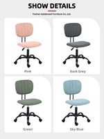 Chaise de bureau ergonomique sans accoudoirs, pivotante, réglable en hauteur, avec dossier mi-haut en maille et coussin, pieds en plastique