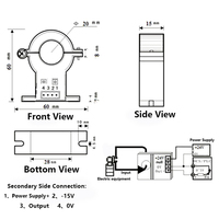 Module transmetteur de signal de courant perforé à effet Hall en boucle ouverte, à noyau divisé, AC/DC