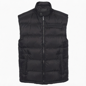 Chaleco acolchado negro para hombre, cuello alto, sin cremallera, ropa exterior acolchada, chaleco de invierno - Product Image 1