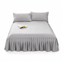 Jupe de lit plissée profonde en tissu brossé, finition mate douce, couverture intégrale, anti-poussière, OEM, Oeko-Tex