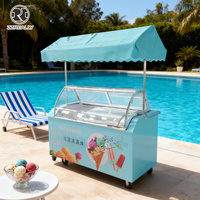 Chariot de vente ambulante pour glaces et sorbets 2026, vitrine pour glaces, tricycle, vente en gros