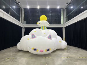 Chat nuage gonflable personnalisé pour la publicité, modèle de mascotte géante gonflable en forme de chat de dessin animé pour le thème du Pays des Merveilles d'Alice - Product Image 1