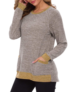 Pullover <span class=keywords><strong>oversize</strong></span> in tinta unita con logo personalizzato da <span class=keywords><strong>donna</strong></span> alla moda tutto abbina elegante tunica a maniche lunghe con tasche anteriori - Product Image 6