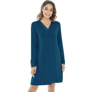 Camisón de satén suave de manga larga con cuello en V para mujer, talla mediana, al por mayor - Product Image 1