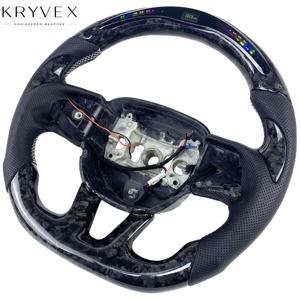 Volante Personalizado Kryvex para <span class=keywords><strong>Dodge</strong></span> Charger 2025-2020, Fibra de Carbono Forjada, Cuero Genuino Perforado - Product Image 6