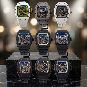 High-end Tonneau-shaped RM055 Automatic Mechanical Unisex Watch Ceramic Carbon Fiber Case Sapphire <b>Crystal</b> Rubber Band Butterfly - Product Image 1