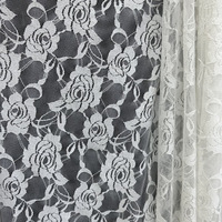 Soldes de stock : Tissu en dentelle élastique blanc, dentelle rose pour robes de mariée, vêtements pour femmes, robes pour enfants, sous-vêtements