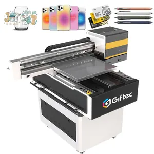 Giftec Ultra Lage Prijs 6090 Mobiele Telefoon Case Pvc 3d Metalen Fles Drukmachine I3200 Print Head Digital Uv Flatbed Printer