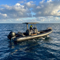 Bateau à rames en aluminium Hedia 7m, Rib 700, bateau de pêche de luxe à vendre, bateau pneumatique Hypalon haute vitesse