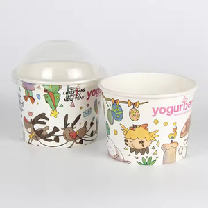 Tùy chỉnh in dùng một lần duy nhất tường Cốc giấy thân thiện với môi <span class=keywords><strong>Ice</strong></span> <span class=keywords><strong>Cream</strong></span> Bowl với nắp đậy cho nghề thực phẩm và đồ uống - Product Image 3