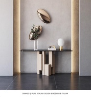 Table de console en métal de luxe léger et moderne avec plateau en dalle de roche pour couloir, maison, hôtel, mobilier nordique