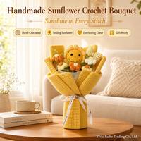 Bouquet de petites fleurs de tournesol en fil de laine, style européen, fait main, roses éternelles pour la Journée internationale de la femme, Pâques, Noël, cadeaux