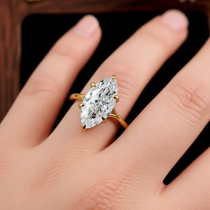Anillo de Boda Minimalista Chapado en Oro de 14k con Circonita Cúbica de Corte Marquesa, Anillo de Compromiso para Mujer, Joyería para Fiesta Nupcial, Regalo - Product Image 2
