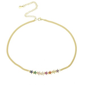<span class=keywords><strong>Collana</strong></span> girocollo con stella a catena arcobaleno cz con ciondolo a moneta placcata in oro per natale - Product Image 6