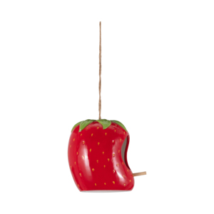 Mangiatoia per uccelli in ceramica a forma di fragola, decorativa da appendere all'esterno per l'arredamento del giardino - Product Image 3