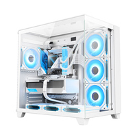 AntarcChill White Color Computer Cabinet Full Tower Full View Tank Tempered Gaming PC Case Mod PC Cases