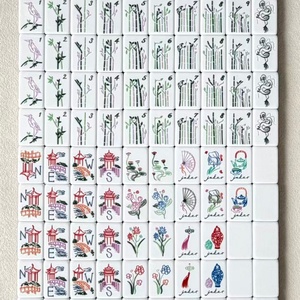 Juego Clásico Miss Engraved, 160 Bloques de Mahjong Acrílicos Estilo Americano con Gemas Verdes y Mármol - Product Image 6