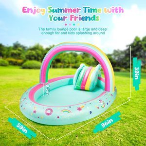 Piscina Inflable con Rociador de Agua, Juguete Acuático para Niños, con Toldo Arcoíris - Product Image 4