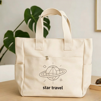 Sac fourre-tout en toile personnalisé pour femme avec fermeture éclair et poignée, en matériau recyclable, pour usage quotidien, tailles S/M/L