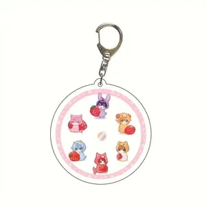 Japan Anime Strawberry 100% Keychain Cartoon Acrylic Pendant Toy Schoolbag Keyring TOUJOU AYA Nishino Tsukasa KITA Key Chain
