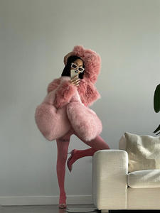 2024 moelleux en peluche hiver femmes sacs à main en forme de coeur fausse fourrure de raton laveur en forme de coeur sac à bandoulière mignon amour fourre-tout sacs pour les femmes - Product Image 4