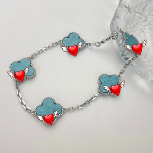 Bracelet trèfle à quatre feuilles en zircon tendance en argent S925 pour femmes et enfants, plaqué or 18 carats, bijoux à maillons fins, cadeau de mariage, fête - Product Image 4