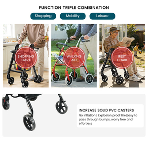 Déambulateur pliant léger à quatre roues pour usage extérieur, pliage en une seconde, aide à la mobilité durable pour personnes âgées - Product Image 2