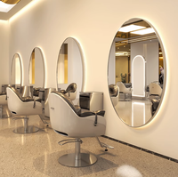 2023 plus récent miroir de barbier debout pour équipement de Salon coiffure lumière LED Salon miroirs muraux ronds