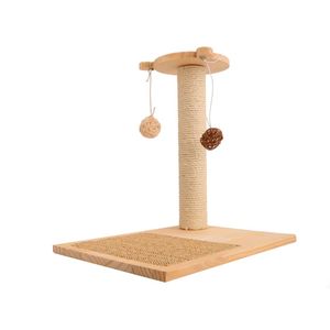 Tương Tác Mèo Scratcher Bài Sisal Cực Với Treo Đồ Chơi Cán Bóng Theo Dõi Gỗ Tự Nhiên Cơ Sở Cho Trong Nhà Mèo Mèo Con - Product Image 1