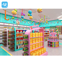 Étalage de bonbons en gondole, accessoires géants pour l'affichage de bonbons, chariot d'affichage de bonbons, stand d'affichage de bonbons coloré, kiosque sucré avec lumière