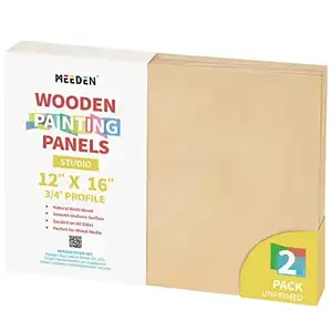 MEEDEN 12x16 Inch Wood Canvas Board for Painting Wood Boards 2 Packs Studio 3/4'' Deep Birch Wood Cradled Panels