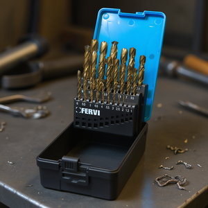 Juego de brocas de cobalto Fervi, 13 piezas, medidas métricas de 1 a 6 mm para perforación de metales - Product Image 3