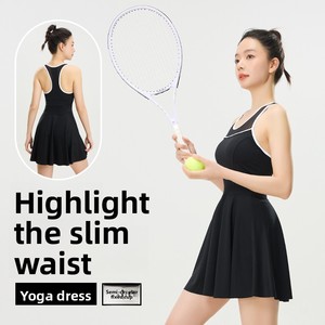 Robe de tennis pour femme, style coréen, coupe ajustée, respirante, séchage rapide, en nylon et élasthanne, idéale pour l'été et les activités de plein air - Product Image 4