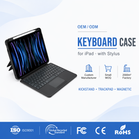 Étui clavier en cuir PU pour iPad Air 10,9 et Pro 11 pouces 2022 avec pavé tactile rétroéclairé RGB USB Type-C - Design ultra fin Nouveau HL218
