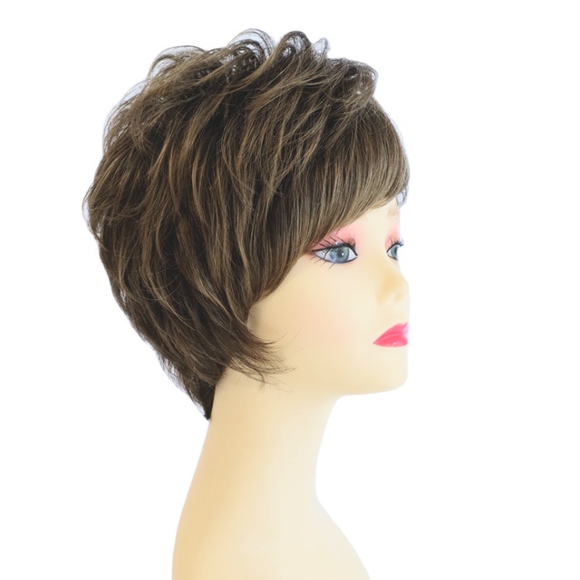 Short Curly Synthetic Wig Heat Resistant Layered Hair Wigs Short Blonde Pixie Cut Wigs for Women With Bang