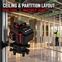 Niveau laser vert 4D 16 lignes WB DIY, alimenté par batterie 18V DC, idéal pour la construction sur chantier, nivellement automatique à 360° pour la mesure