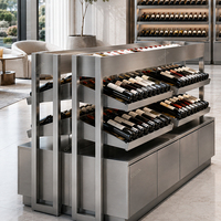 Étagère à vin en acier inoxydable sur mesure avec éclairage LED pour magasin de vin, cave à vin, décoration intérieure