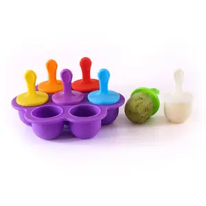  Stampo per ghiaccioli in Silicone per contenitori per alimenti per bambini con bastoncini di plastica colorati per ghiaccioli