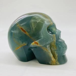 Crâne en cristal sculpté à la main en onyx <span class=keywords><strong>bleu</strong></span>, pour Fengshui, 1 pièce - Product Image 4